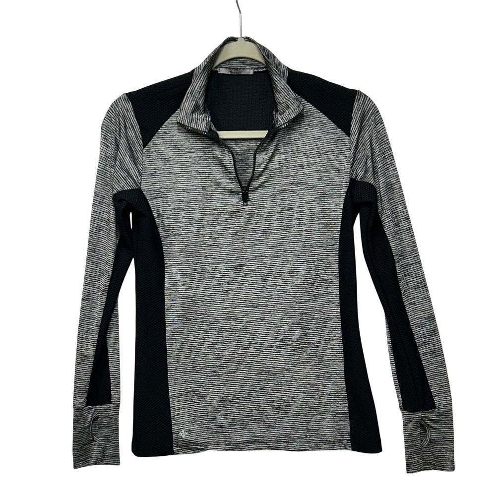 NUX Peloton Womens Small Gray Space Dye Mesh 1/4 Zip Thumbhole Pullover USA Made